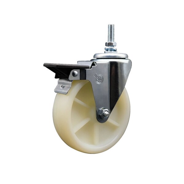 5 Inch Nylon 12 MM Threaded Stem Caster with Brake